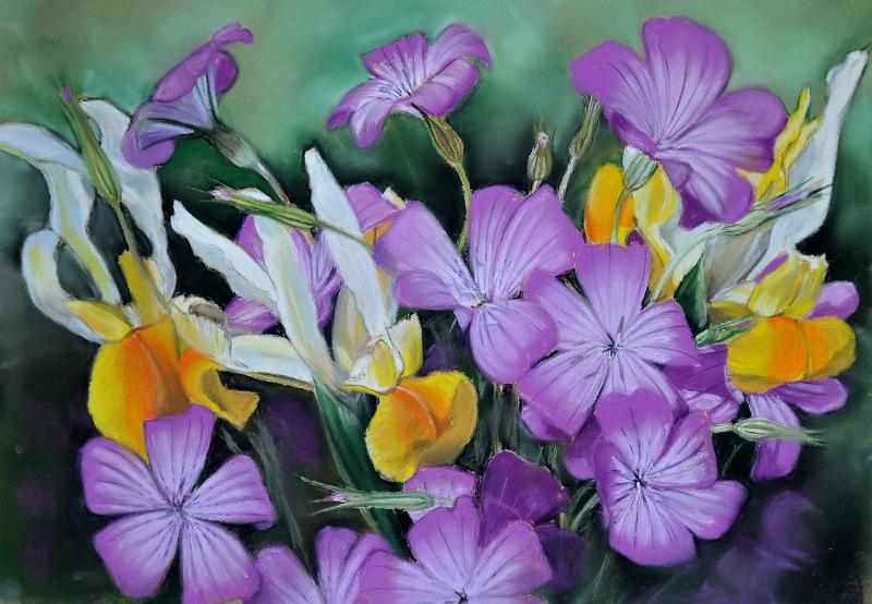 Bouquet-mauve.jpg - Pastel   format /size 30x40
