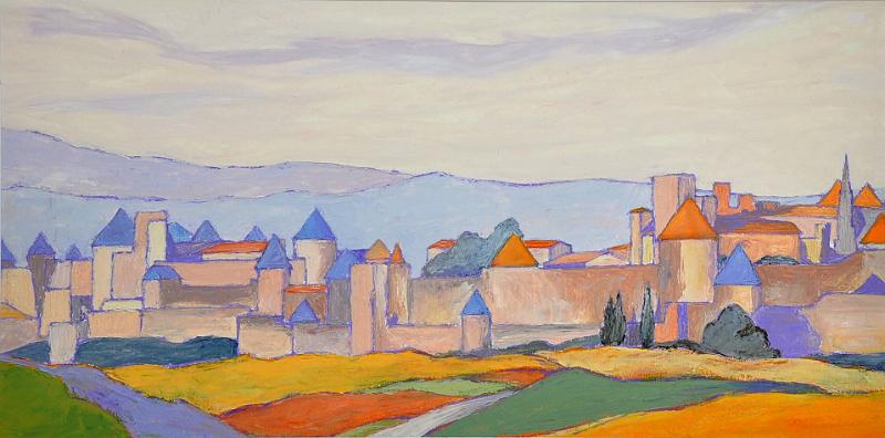 carcasonne.jpg - Painting oil on paper -Huile sur papier format /size 30x60