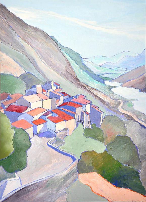 village4.jpg - Painting oil on paper -Huile sur papier format /size 40x60